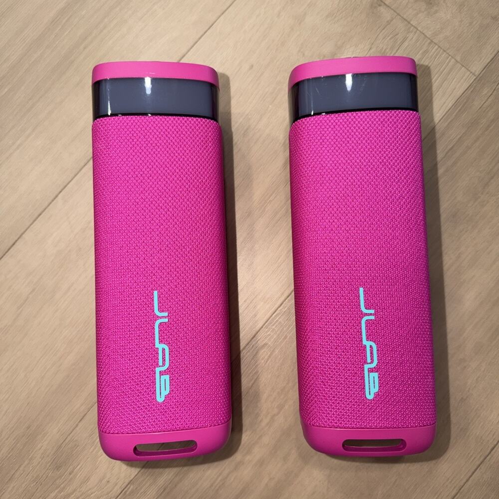 Lot Of 2 Jlab Jbuds Party Bluetooth Speakers Pink Magenta Wireless Portable